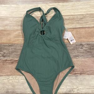Kona Sol Ribbed One piece bathing suit swimsuit Small NEW!